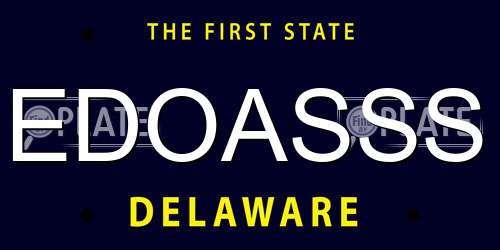 EDOASSS Delaware License Plate