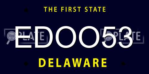EDOO53 Delaware License Plate