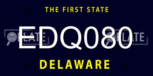 EDQ080 Delaware License Plate