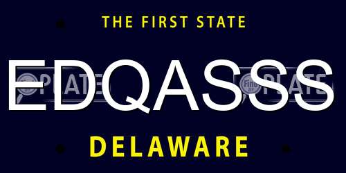 EDQASSS Delaware License Plate