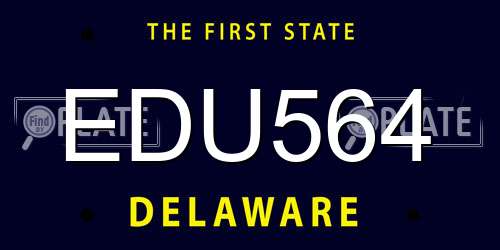 EDU564 Delaware License Plate