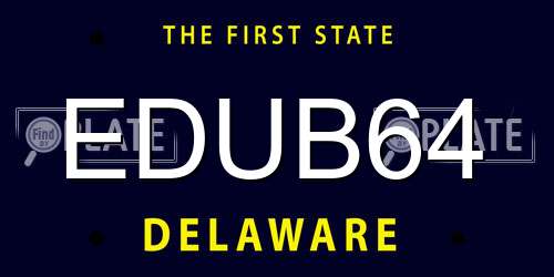 EDUB64 Delaware License Plate