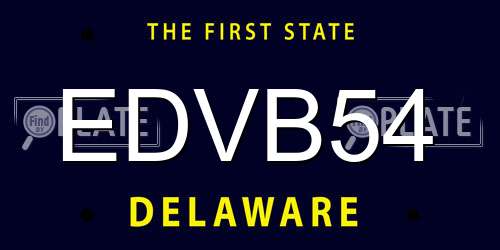 EDVB54 Delaware License Plate