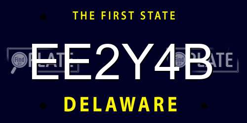 EE2Y4B Delaware License Plate