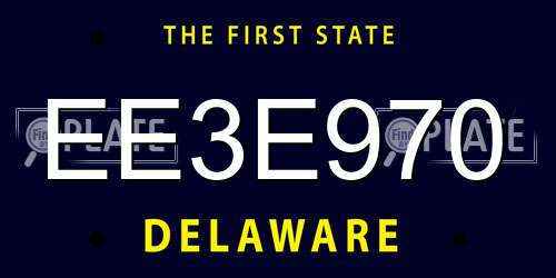 EE3E970 Delaware License Plate