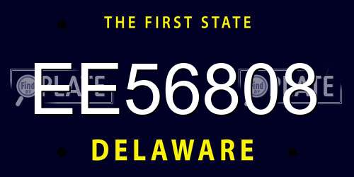 EE56808 Delaware License Plate