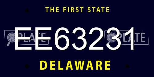 EE63231 Delaware License Plate