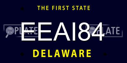 EEAI84 Delaware License Plate