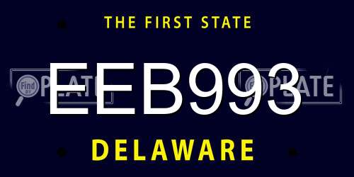 EEB993 Delaware License Plate