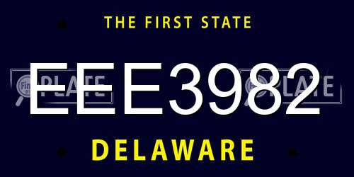 EEE3982 Delaware License Plate
