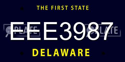 EEE3987 Delaware License Plate