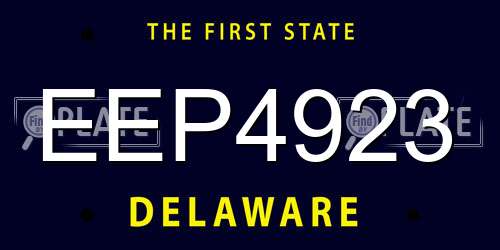 EEP4923 Delaware License Plate