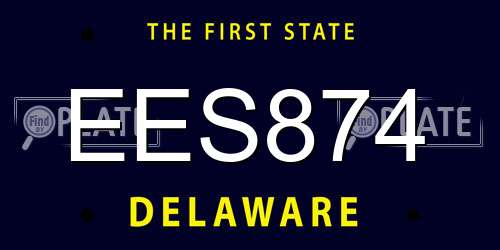 EES874 Delaware License Plate