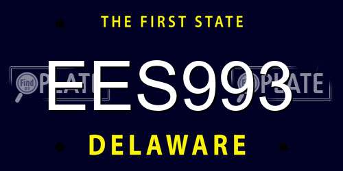 EES993 Delaware License Plate