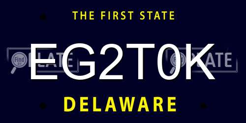 EG2T0K Delaware License Plate