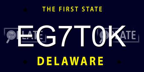 EG7T0K Delaware License Plate