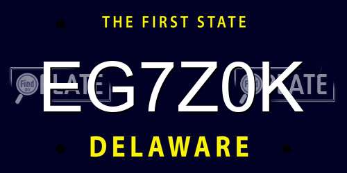EG7Z0K Delaware License Plate