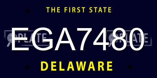 EGA7480 Delaware License Plate