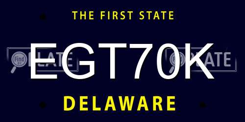 EGT70K Delaware License Plate