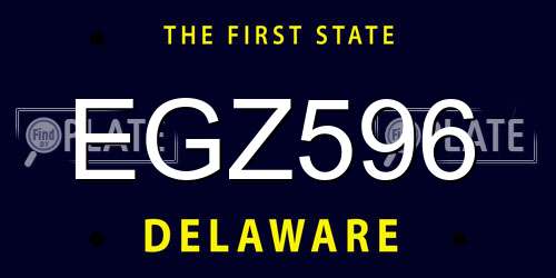 EGZ596 Delaware License Plate