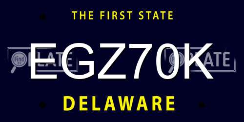 EGZ70K Delaware License Plate