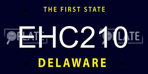 EHC210 Delaware License Plate