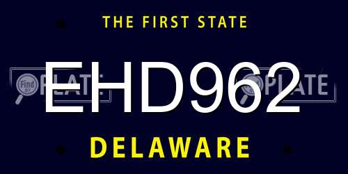 EHD962 Delaware License Plate