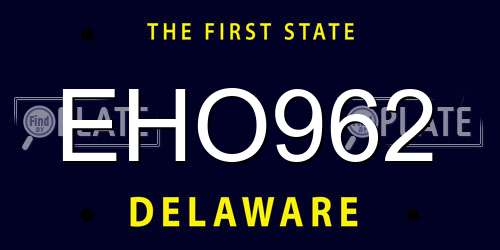 EHO962 Delaware License Plate