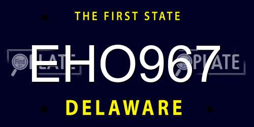 EHO967 Delaware License Plate