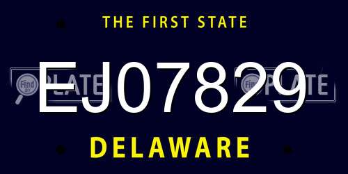 EJ07829 Delaware License Plate