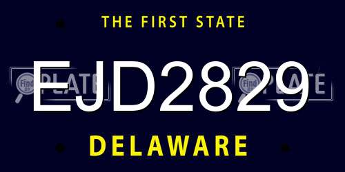 EJD2829 Delaware License Plate