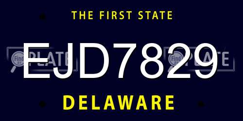 EJD7829 Delaware License Plate
