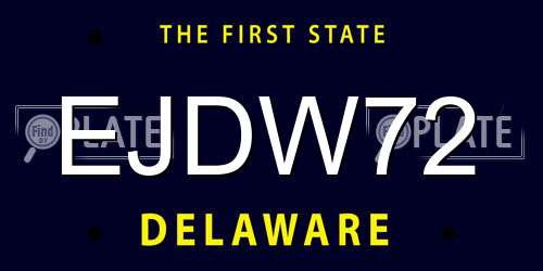 EJDW72 Delaware License Plate