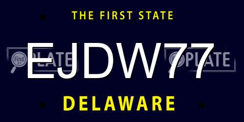 EJDW77 Delaware License Plate