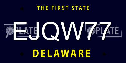EJQW77 Delaware License Plate