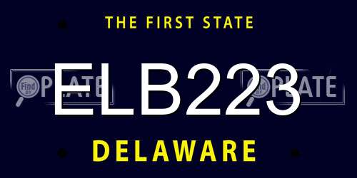 ELB223 Delaware License Plate