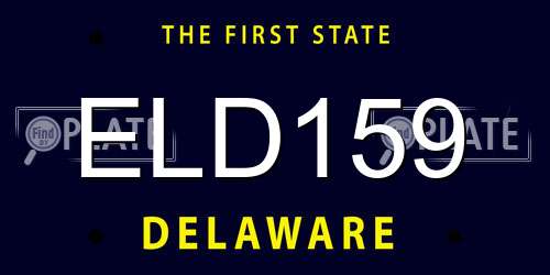 ELD159 Delaware License Plate