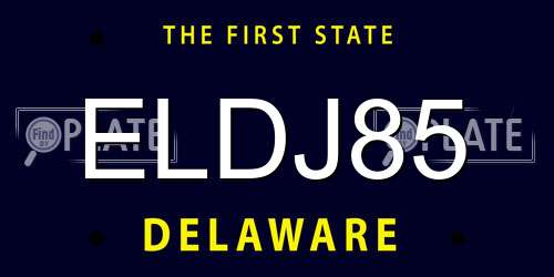 ELDJ85 Delaware License Plate