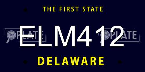 ELM412 Delaware License Plate