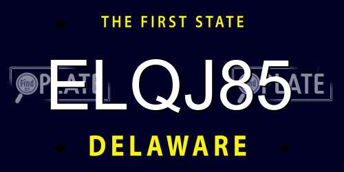 ELQJ85 Delaware License Plate