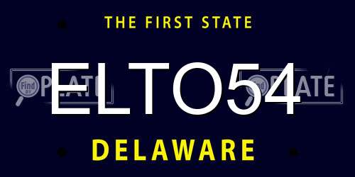 ELTO54 Delaware License Plate