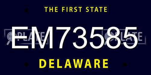EM73585 Delaware License Plate