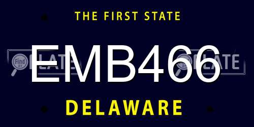 EMB466 Delaware License Plate