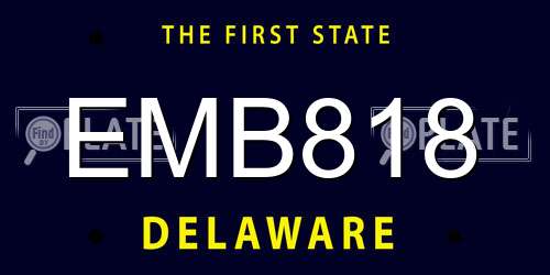 EMB818 Delaware License Plate