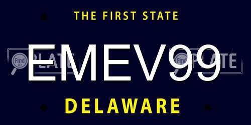 EMEV99 Delaware License Plate