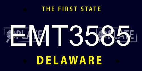 EMT3585 Delaware License Plate