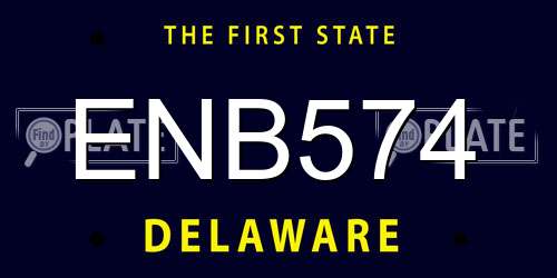 ENB574 Delaware License Plate