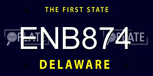 ENB874 Delaware License Plate