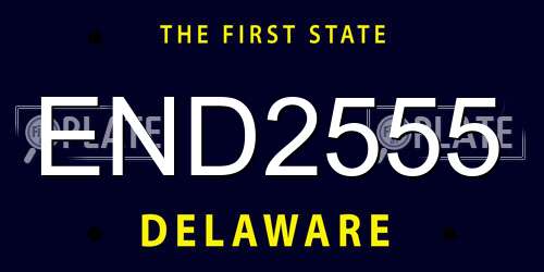 END2555 Delaware License Plate