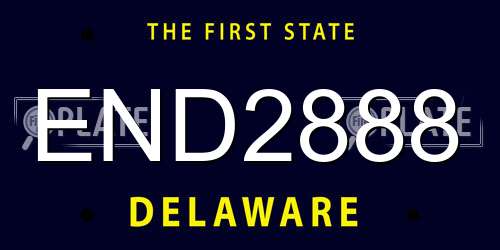 END2888 Delaware License Plate